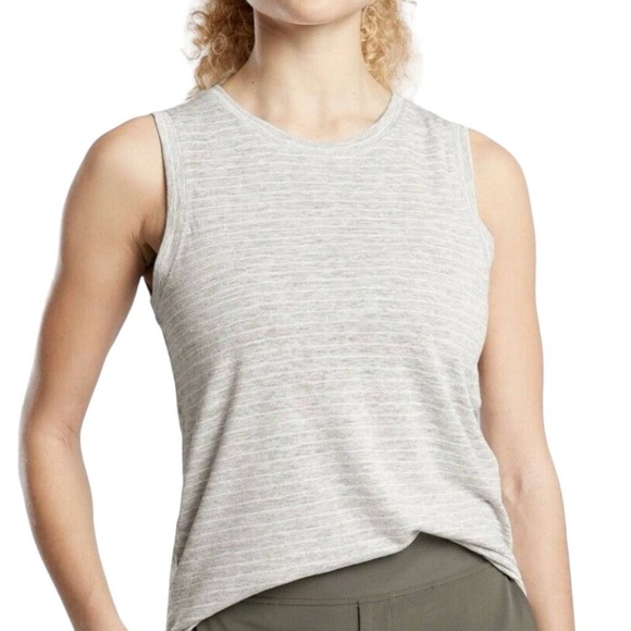 Athleta Breezy Striped Tank Lightweight Sleeveless Top Heathered Gray Size 2X - Picture 1 of 8